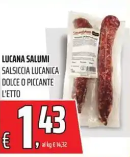 Coop Lucana salumi salsiccia lucanica dolce o piccante offerta