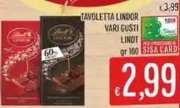 Sisa Tavoletta lindor LINDT offerta