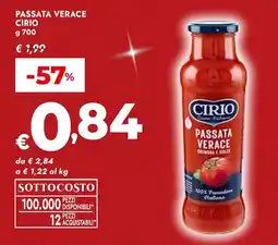 Bennet Passata verace CIRIO offerta