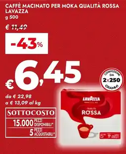 Bennet Caffè macinato per moka qualità rossa LAVAZZA offerta