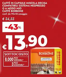 Bennet Caffè in capsule miscela decisa compatibili sistema nespresso o a modo mio CAFFE BORBONE offerta