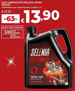 Bennet Olio lubrificante per auto 10W40 SELENIA offerta