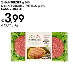 Bennet 2 hamburger o miniburger di vitello CASA VERCELLI offerta