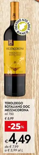 Bennet Teroldego rot DOC MEZZACORONA offerta
