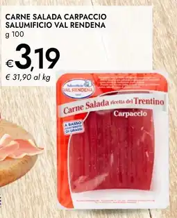 Bennet Carne salada carpaccio salumificio VAL RENDENA offerta