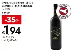 Bennet Syrah o frappato igt conte di matarocco offerta