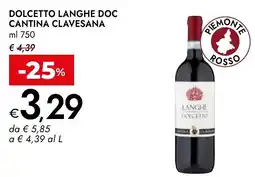 Bennet Dolcetto langhe DOC cantina CLAVESANA offerta