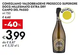 Bennet Conegliano valdobbiadene prosecco superiore docg millesimato extra dry CAMPO DEL PASSO offerta