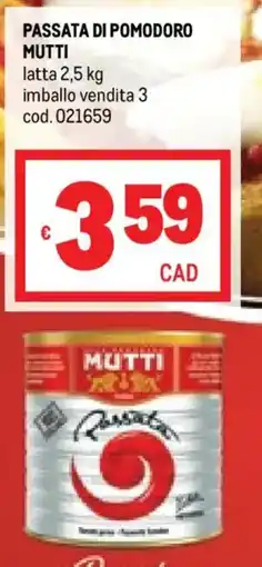 Metro Passata di pomodoro MUTTI offerta