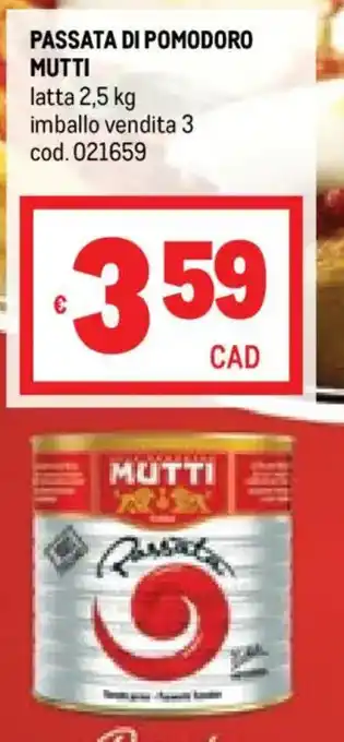 Metro Passata di pomodoro MUTTI offerta