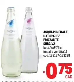 Metro Acqua minerale naturale/ frizzante SURGIVA offerta