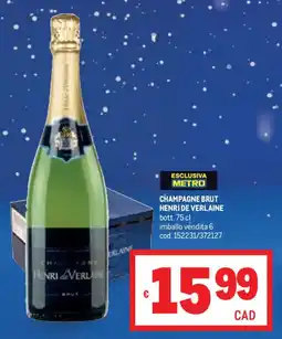 Metro Champagne brut HENRI DE VERLAINE offerta