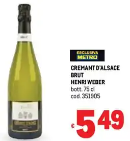Metro Cremant d'alsace brut HENRI WEBER offerta
