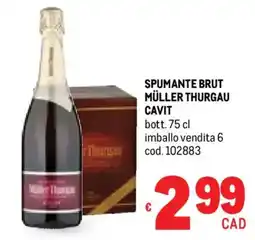 Metro Spumante brut müller thurgau CAVIT offerta