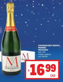 Metro Champagne brut réserve première MONTAUDON offerta