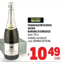 Metro Franciacorta docg saten BARONE DI ERBUSCO offerta