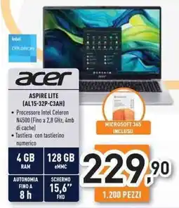 Unieuro acer ASPIRE LITE (AL15-32P-C3AH) offerta