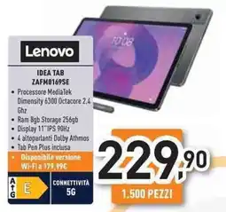 Unieuro Lenovo IDEA TAB ZAFM0169SE offerta