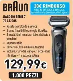 Unieuro BRAUN RASOSIO SERIE 7 72 C1200S offerta