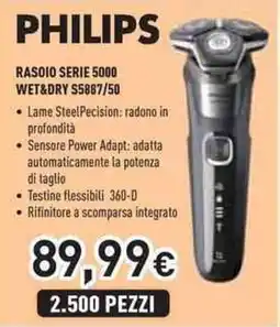 Unieuro PHILIPS RASOIO SERIE 5000 WET&DRY S5887/50 offerta