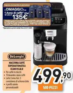 Unieuro DeLonghi MACCHINA CAFFÈ SUPERAUTOMATICA ECAM310.60.B offerta