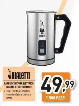 Unieuro BIALETTI CAPPUCCINATORE ELETTRICO INOX MILK FROTHER MK01 offerta