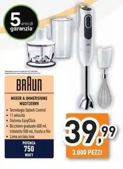 Unieuro BRAUN MIXER A IMMERSIONE M03135WH offerta