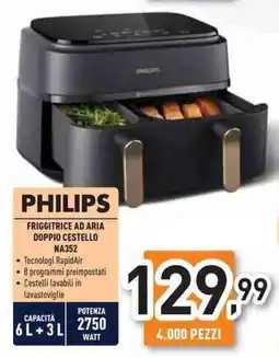 Unieuro PHILIPS FRIGGITRICE AD ARIA DOPPIO CESTELLO NA352 offerta