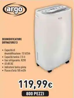 Unieuro argo DEUMIDIFICATORE DRYNATURE13 offerta