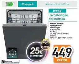 Unieuro Hisense Lavastoviglie da incasso HV16B offerta