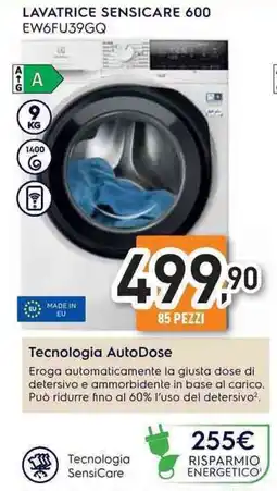 Unieuro Electrolux LAVATRICE SENSICARE 600 EW6FU39GQ offerta