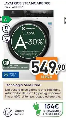Unieuro Electrolux LAVATRICE STEAMCARE 700 EW7F411CH3 offerta