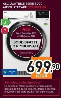 Unieuro Electrolux ASCIUGATRICE SERIE 8000 ABSOLUTECARE TR8HGCH8B offerta