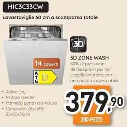 Unieuro Hotpoint Lavastoviglie 60 cm a scomparsa totale HIC3C33CW offerta