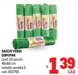 Metro Sacchi verdi DOMOPAK offerta
