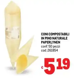 Metro Coni compostabili in pino naturale PAPERLYNEN offerta