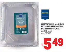 Metro Contenitori in alluminio rettangolari 4 porzioni METRO PROFESSIONAL offerta