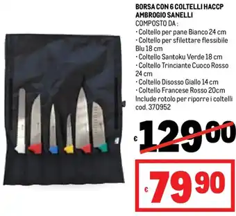 Metro Borsa con 6 coltelli haccp AMBROGIO SANELLI offerta