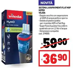 Metro Sistema lavapavimenti flat mop H2PRO VILEDA offerta