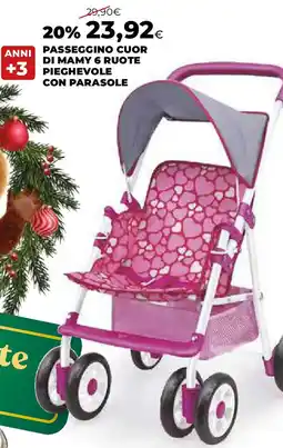 Ipercoop Passeggino cuor di mamy 6 ruote pieghevole con parasole offerta