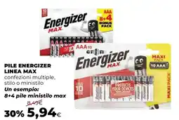 Ipercoop Pile energizer linea max offerta