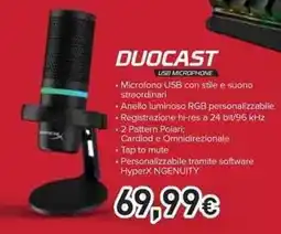 Unieuro HYPERX Duocast usb microphone offerta
