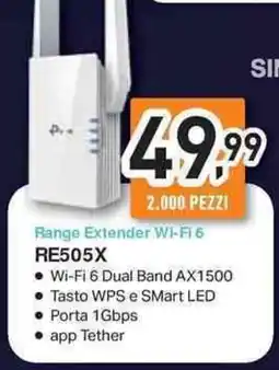 Unieuro tp-link Range Extender Wi-Fi 6 RE505X offerta