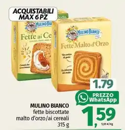 Pam MULINO BIANCO fette biscottate malto d'orzo/ai cereali offerta