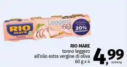 Pam RIO MARE tonno leggero all'olio extra vergine di oliva offerta