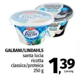 Pam GALBANI/LINDAHLS santa lucia ricotta classica/proteica offerta