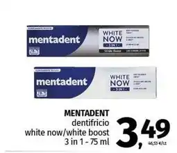 Pam MENTADENT dentifricio white now/white boost offerta