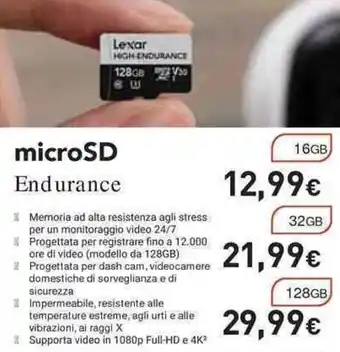 Unieuro Lexar microSD Endurance offerta