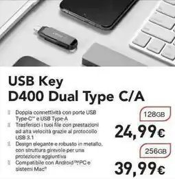 Unieuro Lexar USB Key D400 Dual Type C/A offerta