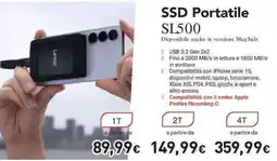 Unieuro Lexar SSD Portatile SL500 offerta